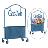 Maxbell Iron Planter Pot Planter Stand Metal Planter Basket for Garden Balcony Patio Blue