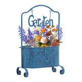 Maxbell Iron Planter Pot Planter Stand Metal Planter Basket for Garden Balcony Patio Blue