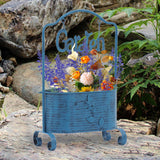 Maxbell Iron Planter Pot Planter Stand Metal Planter Basket for Garden Balcony Patio Blue
