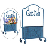 Maxbell Iron Planter Pot Planter Stand Metal Planter Basket for Garden Balcony Patio Blue