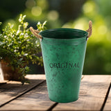 Maxbell Farmhouse Flower Planter Metal Bucket Multifunctional for Patios Party Decor green