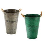 Maxbell Farmhouse Flower Planter Metal Bucket Multifunctional for Patios Party Decor green