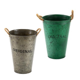 Maxbell Farmhouse Flower Planter Metal Bucket Multifunctional for Patios Party Decor green