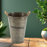 Maxbell Farmhouse Flower Planter Metal Bucket Multifunctional for Patios Party Decor brown