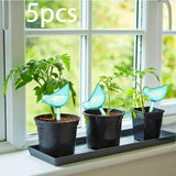 Maxbell 5x Bird Shaped Plant Watering Globes Planter Indoor Plants Automatic Waterer Blue