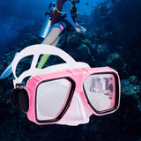 Maxbell Anti Fog Wide View Professional Diving Mask for Diving Swimming Water Sports pink