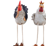 Maxbell 2x Easter Chicken Statues Long Legs Creative Funny Craft for Lawn Patio Farm