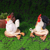 Maxbell 2x Easter Chicken Statues Long Legs Creative Funny Craft for Lawn Patio Farm
