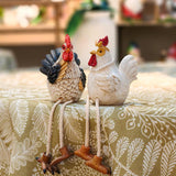 Maxbell 2x Easter Chicken Statues Long Legs Creative Funny Craft for Lawn Patio Farm