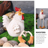 Maxbell 2x Easter Chicken Statues Long Legs Creative Funny Craft for Lawn Patio Farm