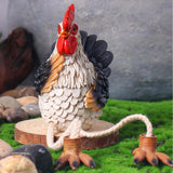 Maxbell 2x Easter Chicken Statues Long Legs Creative Funny Craft for Lawn Patio Farm