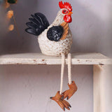 Maxbell 2x Easter Chicken Statues Long Legs Creative Funny Craft for Lawn Patio Farm