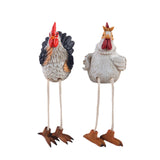 Maxbell 2x Easter Chicken Statues Long Legs Creative Funny Craft for Lawn Patio Farm