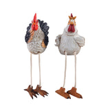 Maxbell 2x Easter Chicken Statues Long Legs Creative Funny Craft for Lawn Patio Farm