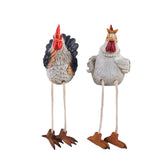 Maxbell 2x Easter Chicken Statues Long Legs Creative Funny Craft for Lawn Patio Farm