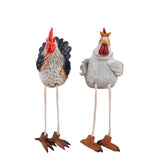 Maxbell 2x Easter Chicken Statues Long Legs Creative Funny Craft for Lawn Patio Farm