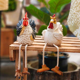 Maxbell 2x Easter Chicken Statues Long Legs Creative Funny Craft for Lawn Patio Farm