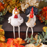 Maxbell 2x Easter Chicken Statues Long Legs Creative Funny Craft for Lawn Patio Farm