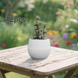 Maxbell 12 Pieces Small Flower Pots Simple Containers for Yard Balcony Indoor Plants White