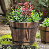 Maxbell Wooden Flower Pot with Handle Decorative Flowerpot for Bedroom Office Garden