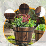 Maxbell Wooden Flower Pot with Handle Decorative Flowerpot for Bedroom Office Garden