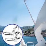 Maxbell 4 Pieces Flag Pole Rings Stainless Steel Adjustable Flag Pole Clips for Boat Style C