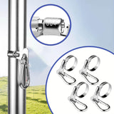 Maxbell 4 Pieces Flag Pole Rings Stainless Steel Adjustable Flag Pole Clips for Boat Style C
