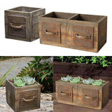 Maxbell Wooden Planter Box Decorative Flower Vase for Home Garden Dining Room Indoor 14x14x13.5cm