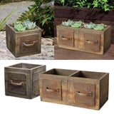 Maxbell Wooden Planter Box Decorative Flower Vase for Home Garden Dining Room Indoor 14x14x13.5cm