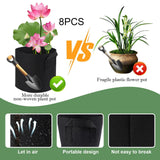 Maxbell Grow Bags Reusable Planters Versatile Heavy Duty for Patios Vegetable Farmer 8pcs