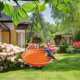 Maxbell Birds Feeder and Birdbath Bowl with Chains Bird Food Tray for Gift Lawn Yard Brown Red