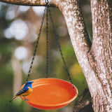 Maxbell Birds Feeder and Birdbath Bowl with Chains Bird Food Tray for Gift Lawn Yard Brown Red