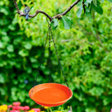 Maxbell Birds Feeder and Birdbath Bowl with Chains Bird Food Tray for Gift Lawn Yard Brown Red