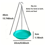 Maxbell Birds Feeder and Birdbath Bowl with Chains Bird Food Tray for Gift Lawn Yard Green