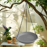 Maxbell Birds Feeder and Birdbath Bowl with Chains Bird Food Tray for Gift Lawn Yard Grey