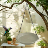 Maxbell Birds Feeder and Birdbath Bowl with Chains Bird Food Tray for Gift Lawn Yard Beige