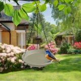 Maxbell Birds Feeder and Birdbath Bowl with Chains Bird Food Tray for Gift Lawn Yard Beige
