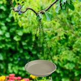 Maxbell Birds Feeder and Birdbath Bowl with Chains Bird Food Tray for Gift Lawn Yard Beige