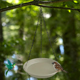 Maxbell Birds Feeder and Birdbath Bowl with Chains Bird Food Tray for Gift Lawn Yard Beige