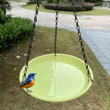 Maxbell Birds Feeder and Birdbath Bowl with Chains Bird Food Tray for Gift Lawn Yard Yellow