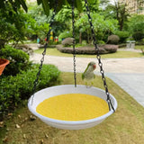 Maxbell Birds Feeder and Birdbath Bowl with Chains Bird Food Tray for Gift Lawn Yard White