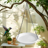 Maxbell Birds Feeder and Birdbath Bowl with Chains Bird Food Tray for Gift Lawn Yard White