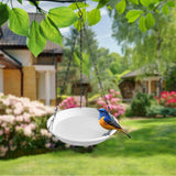 Maxbell Birds Feeder and Birdbath Bowl with Chains Bird Food Tray for Gift Lawn Yard White