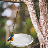 Maxbell Birds Feeder and Birdbath Bowl with Chains Bird Food Tray for Gift Lawn Yard White