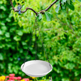 Maxbell Birds Feeder and Birdbath Bowl with Chains Bird Food Tray for Gift Lawn Yard White