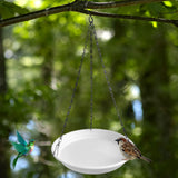 Maxbell Birds Feeder and Birdbath Bowl with Chains Bird Food Tray for Gift Lawn Yard White