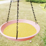 Maxbell Birds Feeder and Birdbath Bowl with Chains Bird Food Tray for Gift Lawn Yard Pink