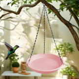 Maxbell Birds Feeder and Birdbath Bowl with Chains Bird Food Tray for Gift Lawn Yard Pink