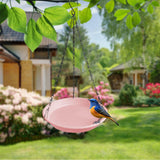 Maxbell Birds Feeder and Birdbath Bowl with Chains Bird Food Tray for Gift Lawn Yard Pink