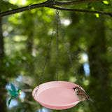 Maxbell Birds Feeder and Birdbath Bowl with Chains Bird Food Tray for Gift Lawn Yard Pink